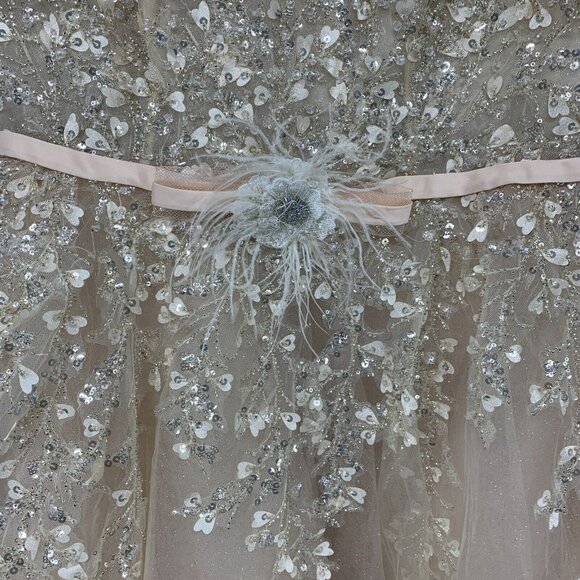 Mac Duggal Dress 20362 Embellished Flutter Sleeve Bow Waist NWT - Picture 9 of 16